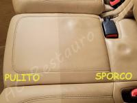 Porsche Cayenne 2012 - Lavaggio completo dell’interno in pelle e della moquette - 50/50 Pulito/Sporco seduta divano posteriore. (-)