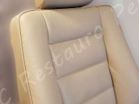 Mercedes E200 cabrio (A124) - anno 1995 - Restauro completo interno in pelle - Particolare dello schienale del sedile guida. (DOPO)