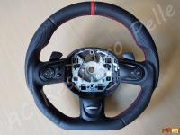 Mini Cooper S (R56) JCW - anno 2010 - Rivestimento volante in vera pelle con personalizzazione - Panoramica del volante. (DOPO)
