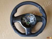 BMW serie 3 Msport (E46) - anno 2003 – Rivestimento volante in vera pelle con personalizzazione - Panoramica del volante senza airbag. (DOPO)