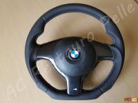 BMW serie 3 Msport (E46) - anno 2003 – Rivestimento volante in vera pelle con personalizzazione - Panoramica del volante con airbag. (DOPO)
