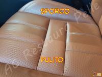 Range Rover Sport - anno 2010 - Restauro di sedili e plastiche e pulizia interno in pelle - Comparazioni pulito/sporco sulla seduta del sedile di guida. (DOPO)