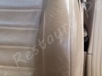 Mercedes CL63 AMG – Lavaggio e igienizzazione di tutto l'abitacolo e restauro pulsanti appiccicosi - Dettaglio del fianchetto sinistro schienale di guida. (PRIMA)