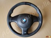 BMW serie 3 Msport (E46) - anno 2003 – Rivestimento volante in vera pelle con personalizzazione - Panoramica del volante con airbag. (PRIMA)