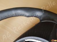 BMW serie 3 Msport (E46) - anno 2003 – Rivestimento volante in vera pelle con personalizzazione - Dettaglio delle cuciture. (PRIMA)